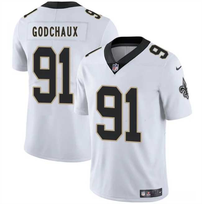 Men & Women & Youth New Orleans Saints #91 Davon Godchaux White 2025 Vapor Limited Stitched Jersey